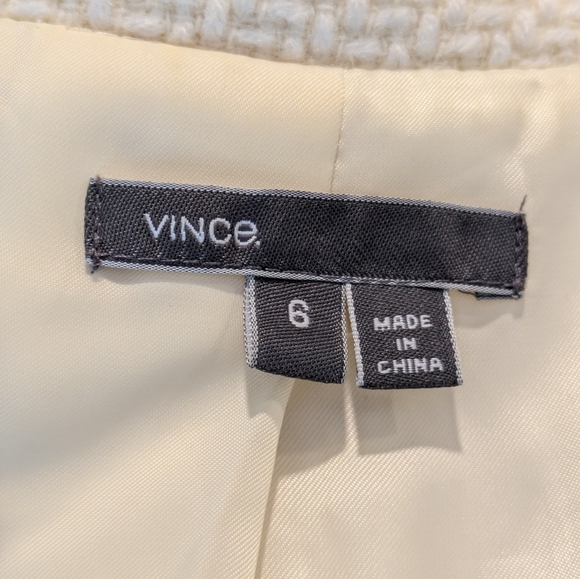 Vince Wool Blazer in Herringbone Tweed Cream - Picture 8 of 13